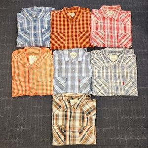 Levi's Wstern Wear Cowboys Shirt Lot Large Plaid